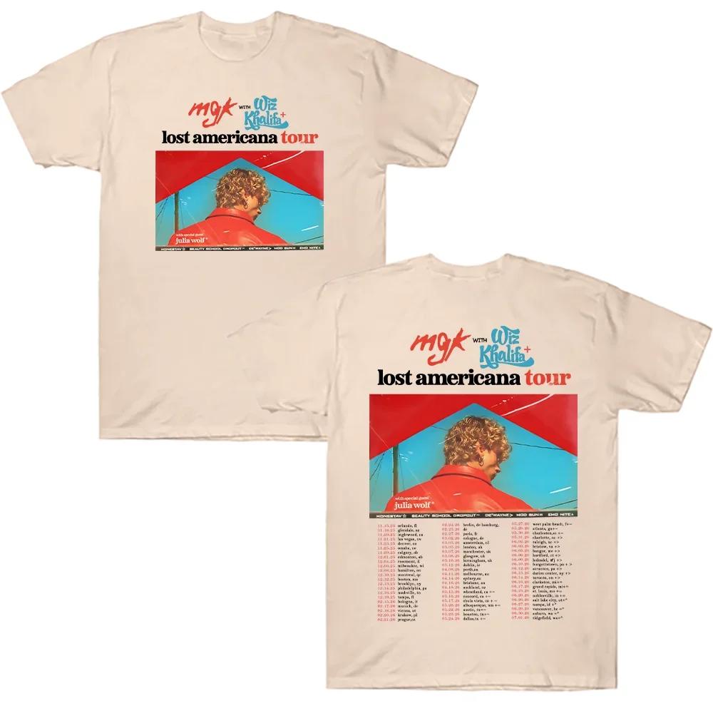 Rapper Mgk Lost Tour 2026 T Shirts Unisex Round Neck Clothes Unisex New Short Sleeve Tees Summer Breathable Streetwear Black