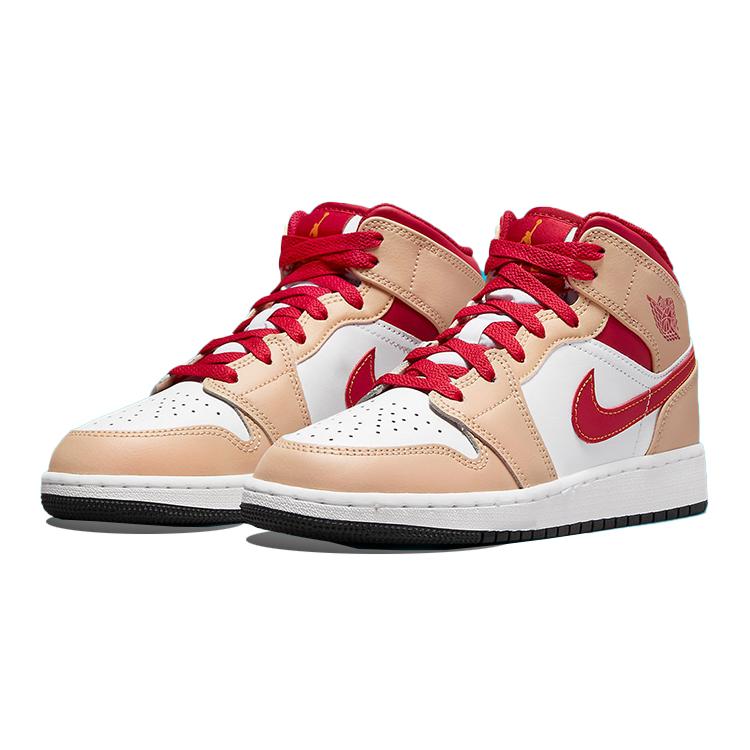 Jordan 1 Mid Light Curry Cardinal GS 554725-201