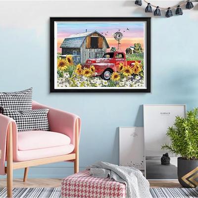 5DDIY Diamond Painting Set Rural Style View Car Full Round Square Cross Embroidery Home Wall Decoration Art Crafts