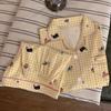 Summer Cartoon Pajamas Women'S Casual High-Value Plaid Short-Sleeved Two-Piece Loungewear