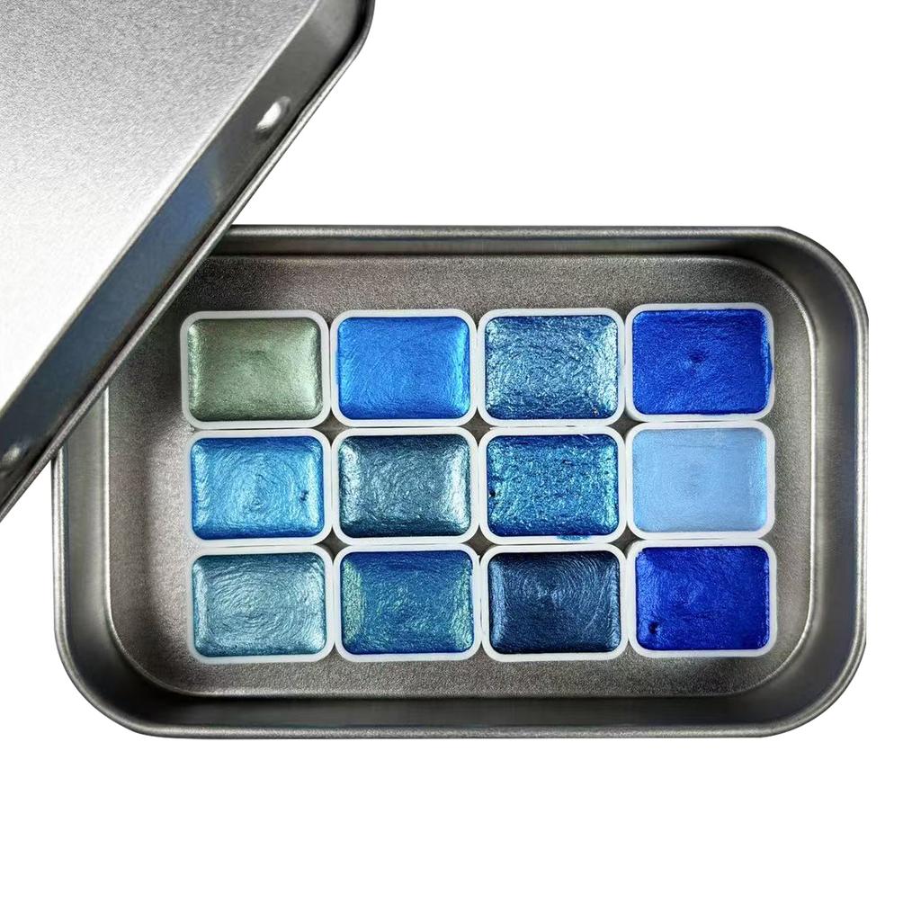 A Complete Set of Professional Watercolor Pigments Featuring 12 Colors of Solid Pearl Watercolor, Designed for Art, Special