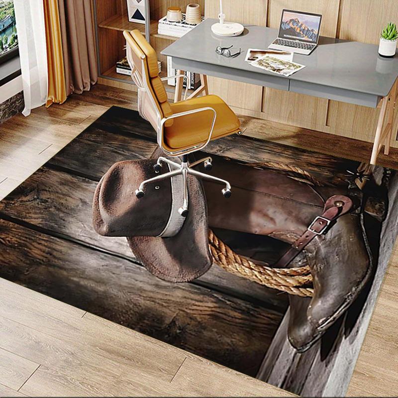 1PC Cowboy hat, leather boots Anti-slip carpet, suitable for Office, bedroomand playrooms. It can also be used as a sofa footrest cover-W27