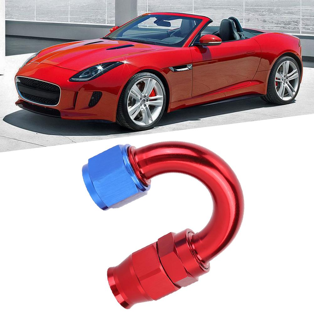 AN10 Aluminum Alloy Red Blue Oil Line End Fitting Adapter for PTFE Fuel Hose 180 degrees