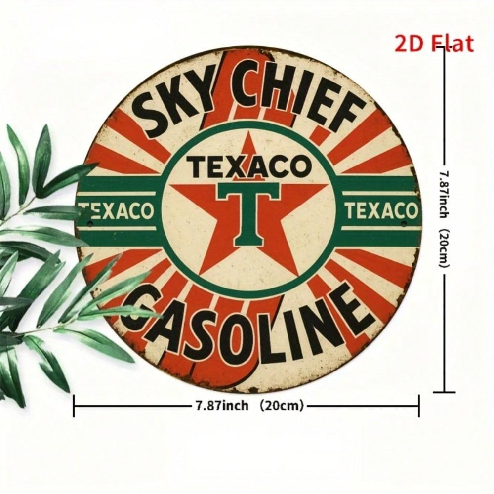 Vintage Texaco Sky Chief Gasoline Metal Wall Sign Retro Cafe Home Decor