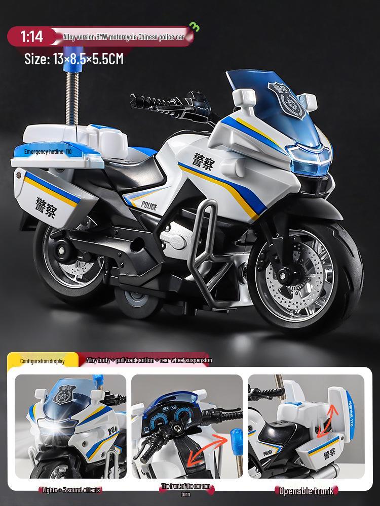 Игрушка Мотоцикл из Сплава - Гоночная Модель-Симулятор, Полицейская Тематика, Инерционный Механизм для Детей