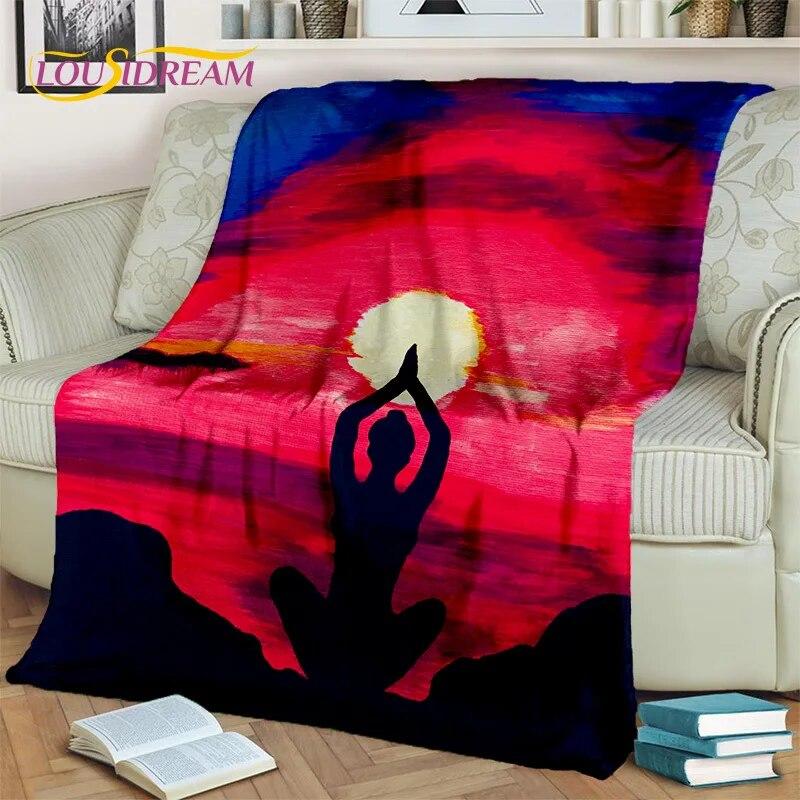 Rainbow 7 Chakra Yoga Meditation Blanket,Flannel Throw Blanket for Home Bedroom Bed Sofa Picnic Office Hiking Leisure Nap Cover