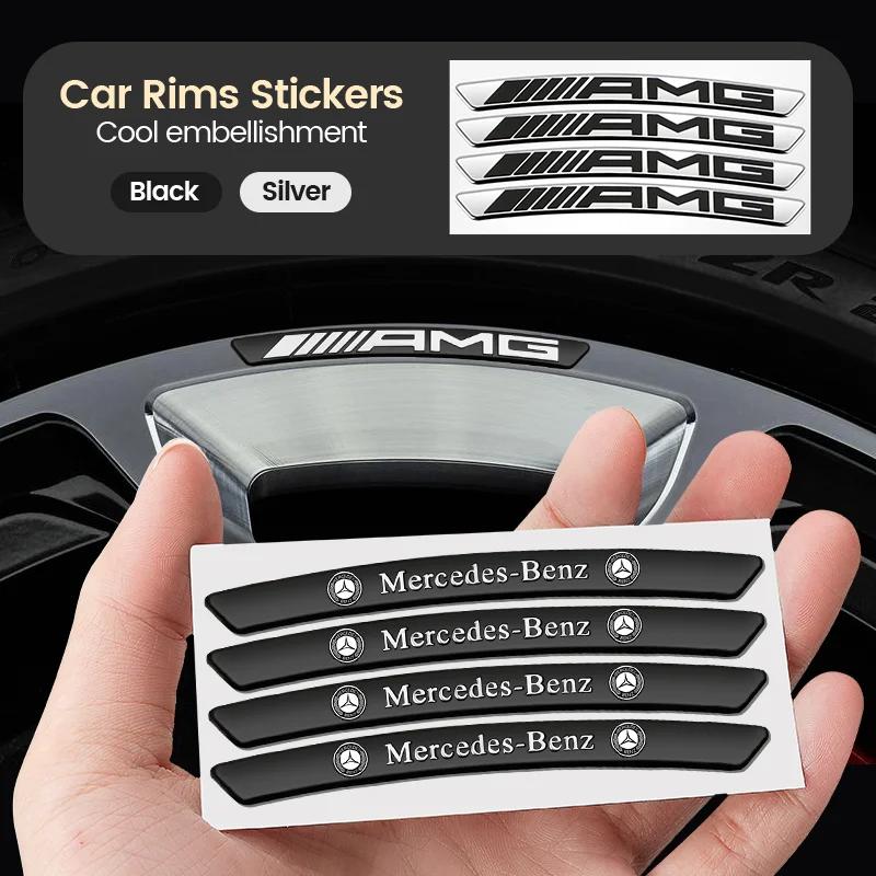 4Pcs Metal Car Wheel Hub Sticker Decorative Accessories For Mercedes Benz AMG GLE GLC W205 W206 W203 W204 W210 W212 W213 RN1