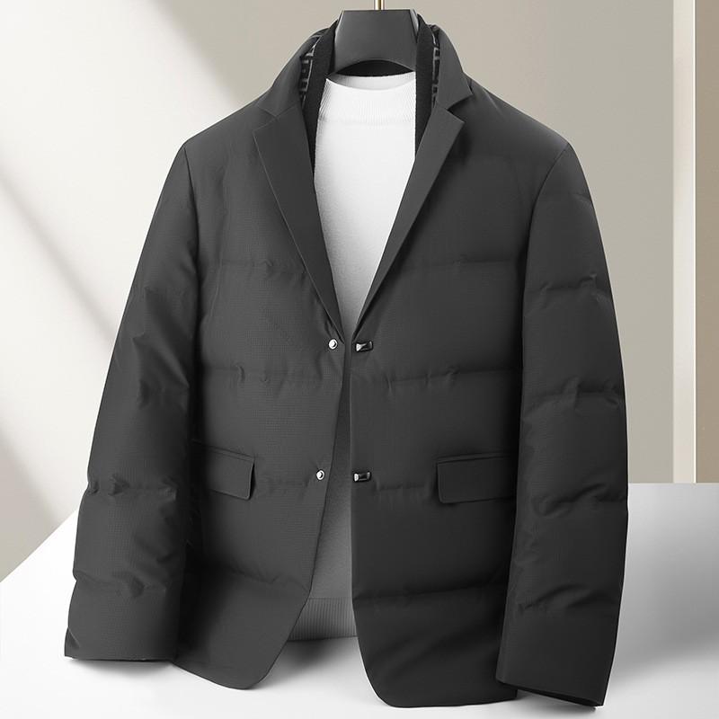 Mens Lightweight Down Jacket With Detachable Scarf Slim FitStyle 85-90% Duck Winter Warm Coat Office Casual