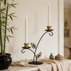 Modern Iron Flower Carving Taper Candle Holders Elegant Metal Candlestick Stand for Table Centerpieces Decoration Gift
