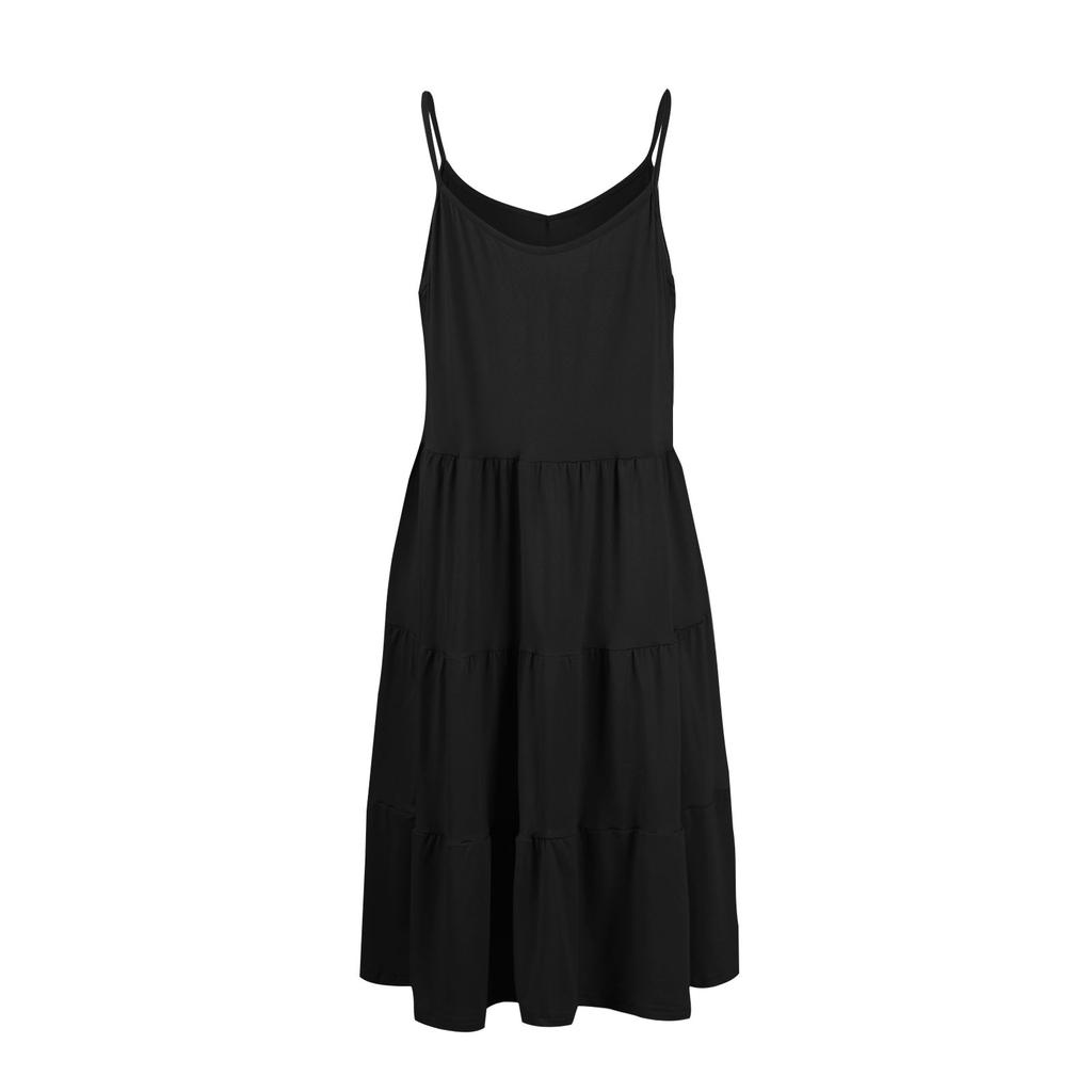 Robe plissée multicouche en trois parties sans manches et sans bretelles pour femme, couleur unie