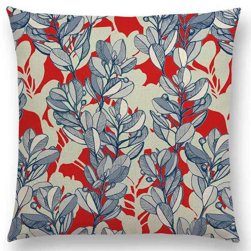 Home Decor Floral &amp; Leafy Patterns Pillow Covers Pattern Cushion Cover Suitable For Sofa Bedroom Car Pillow Cover