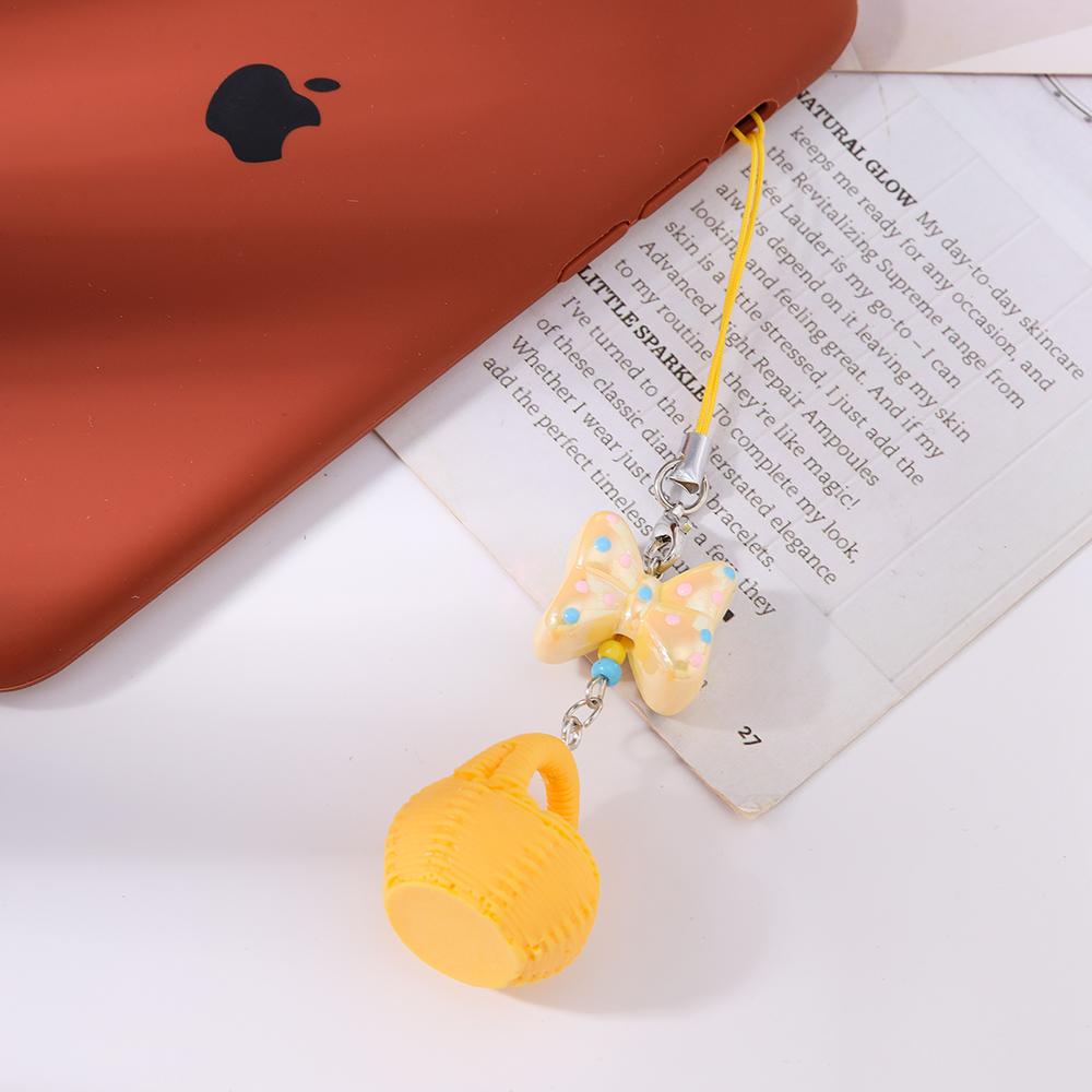 Pěkný 3D simulační košík Klíčenka Mašlička Kroužek na klíče pro ženy Dívky Přívěsky na kabelku DIY Klíčenka Šperky Dárky