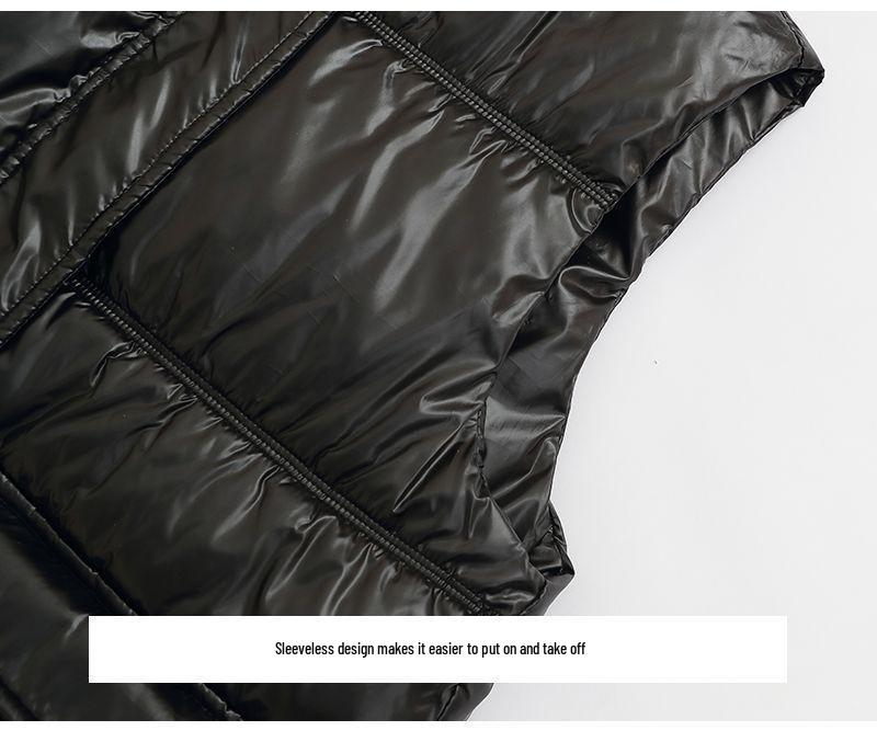 Glänzende waschfreie Daunenbaumwollweste für Damen - Herbst/Winter Stehkragen, ärmellos, modische Oberbekleidung