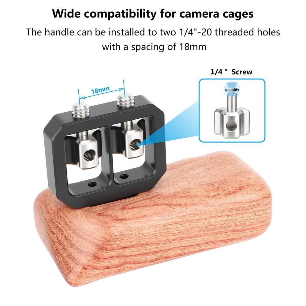 HDRIG DSLR Camera Cage with Wood Side Handle Grip and 1/4" Mounting Screw