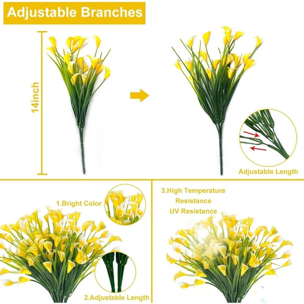 Künstlicher Calla-Lilien-Strauß 33cm Blütenköpfe für Heim-, Raumdeko, Garten, Außenbereich, Vase, Blume, Muttertag, Hochzeitsdekoration