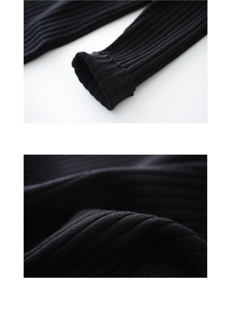 Women's Long-Sleeve Knit Dress for Layering, Mid-Length Over-the-Knee Style