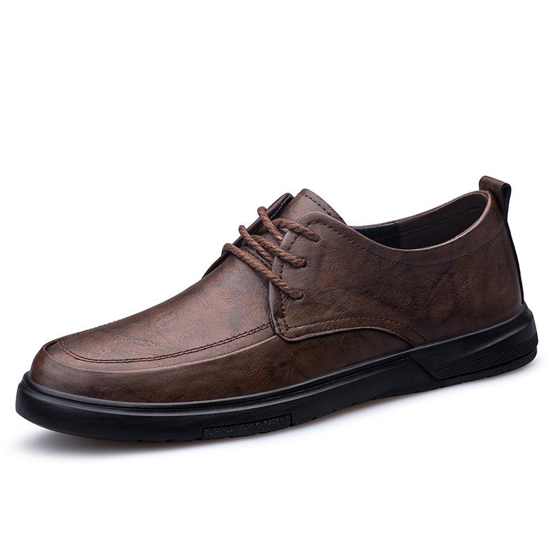 Men s Genuine Leather Business Casual Lace-up Shoes - Soft Sole, Breathable Cowhide, Spring Style, Thick Sole, Comfortable. 46