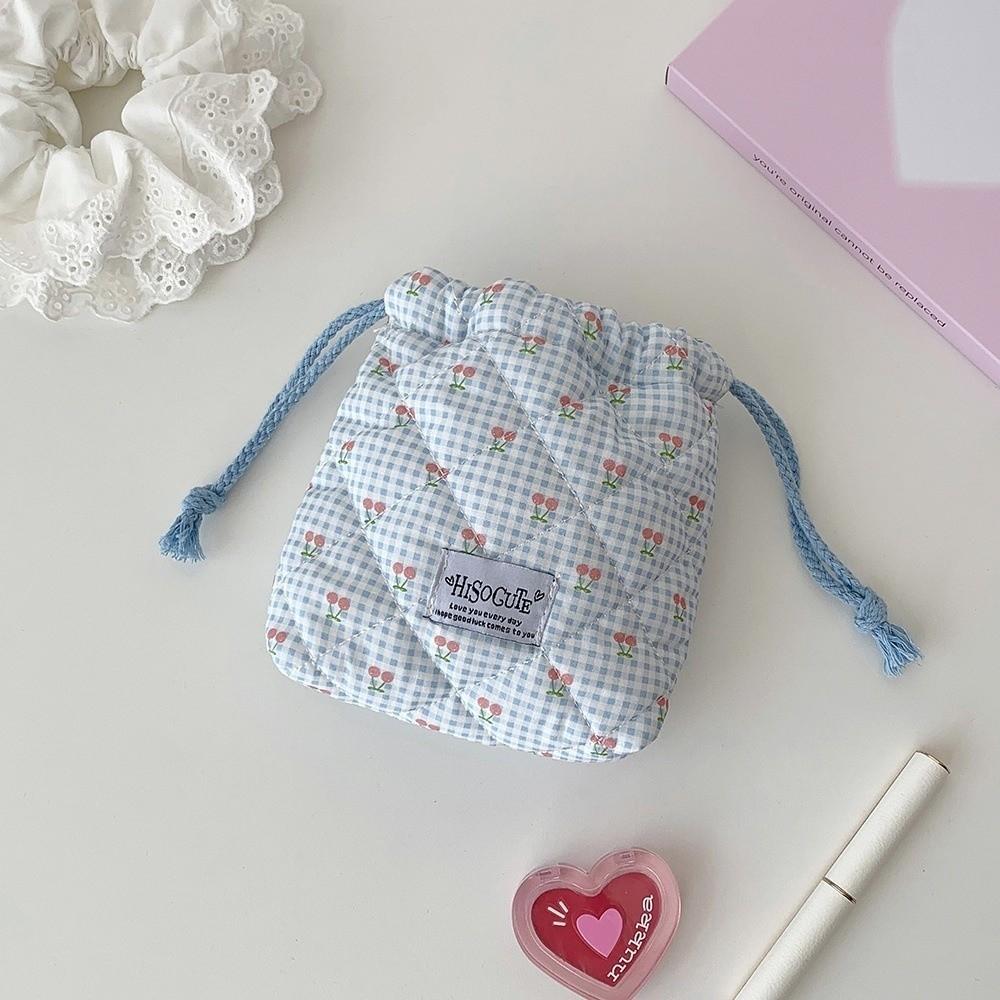 New Cherry Drawstring Pouch Multi-purpose Large Capacity Makeup Lipstick Storage Bag Cosmetic Bag