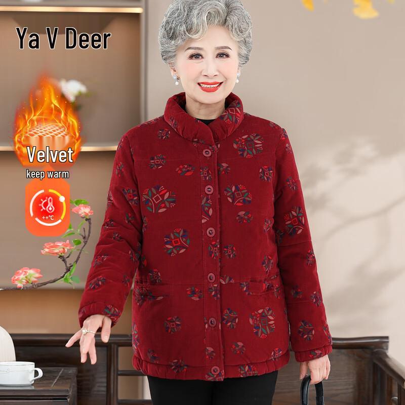 

Yalu Women s Corduroy Padded Winter Jacket for Seniors 3XL