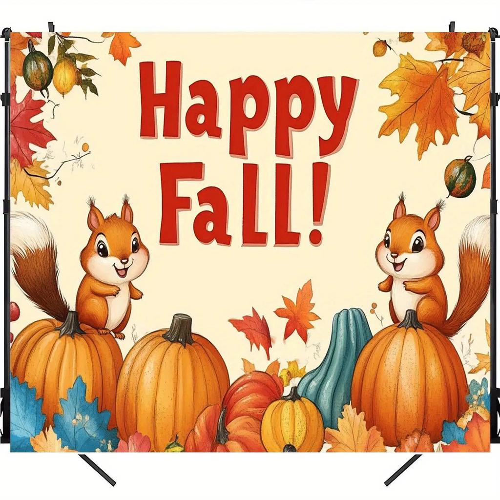 2D flat surface, 1 piece of cheerful autumn photography backdrop fabric, for autumn and winter home decoration.