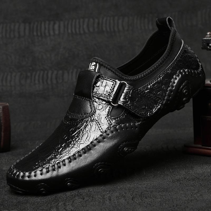 Spring New Handsewn Leather Crocodile Pattern Bean Shoes Octopus Shoes Fashionable Outdoor Lightweight Sports and Casual Shoes