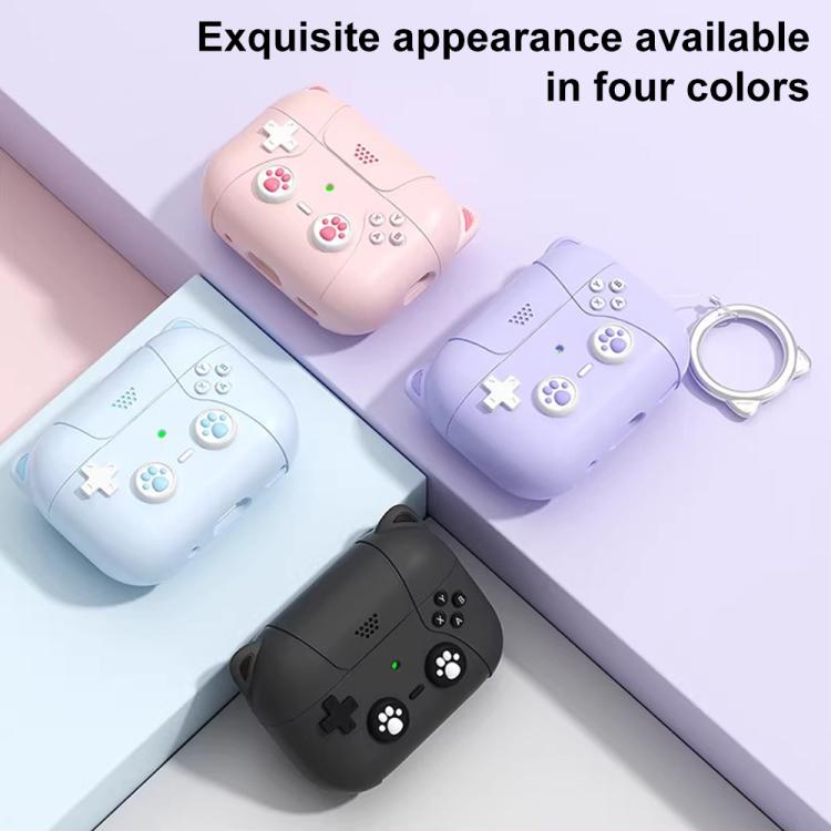 Cartoon Cat Shaped Silicone Earbud Protective Case With Metal Ring Buckle Anti‑Drop Cover For AirPods 4