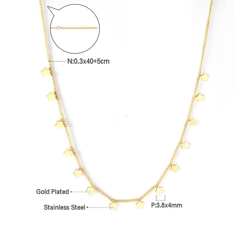 Woman Collier Golden Chains Necklaces Bohemia Star Heart Elegant Stainless Steel Jewelry Trendy