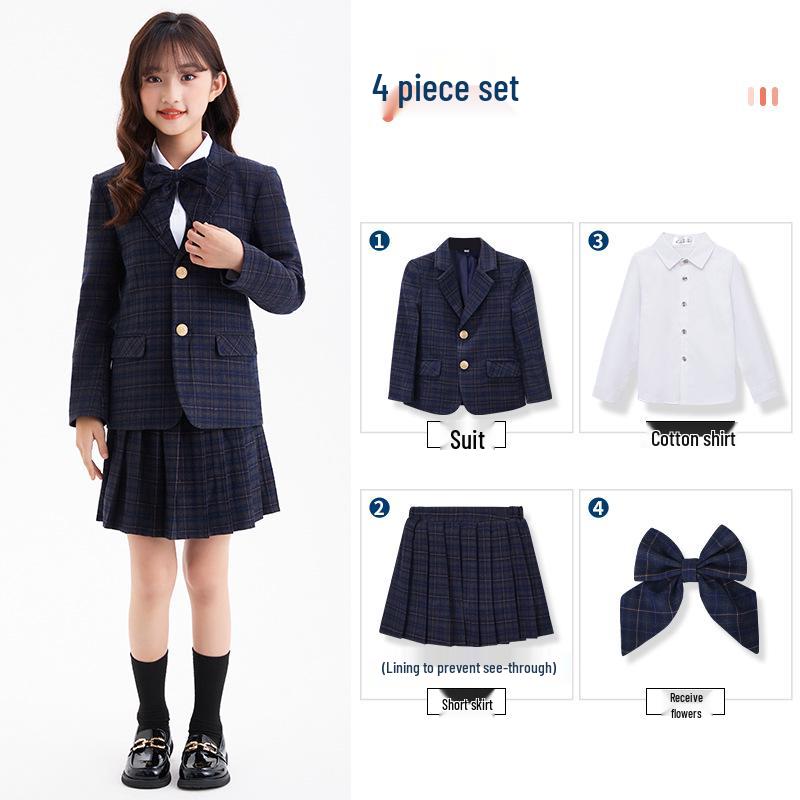 

Дитячий осінній картатий шкільний костюм - Британський стиль для хлопчиків та дівчаток 100 cm