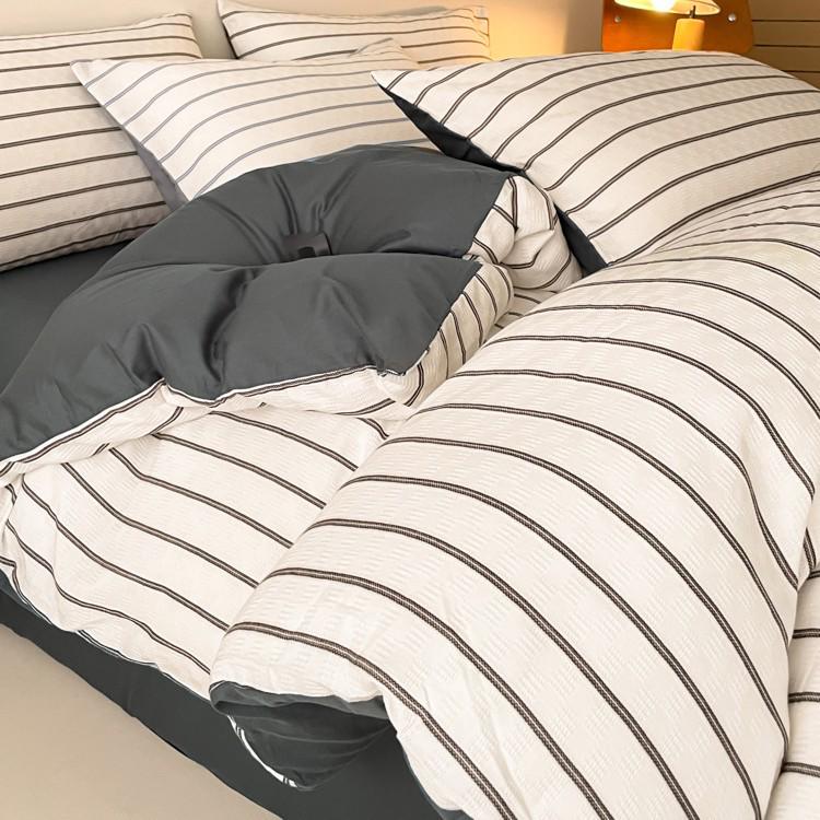Luxurious Jacquard Cotton 4-Piece Bedding Set: High-Grade Long-Staple Cotton Quilt Cover & Bed Sheet