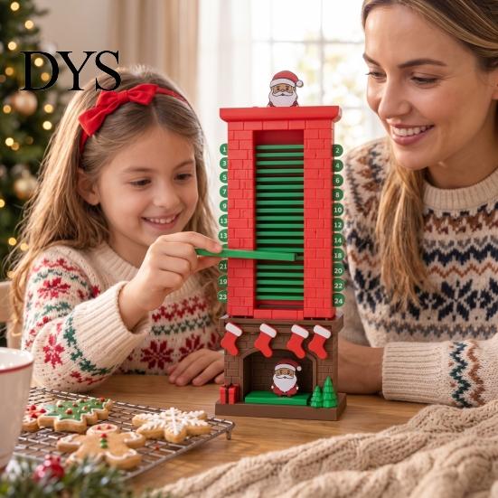 Weihnachtsmann Schornsteine Ornament Weihnachtszählkalender, 24 Tage Advents-Tischdekoration Xmas für Feiertagsparty Kalender