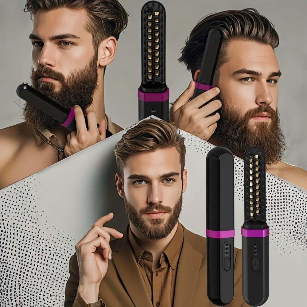 USB Rechargeable Heated Hair Straightening Brush for 3.7V2000mAh for Travel, Home