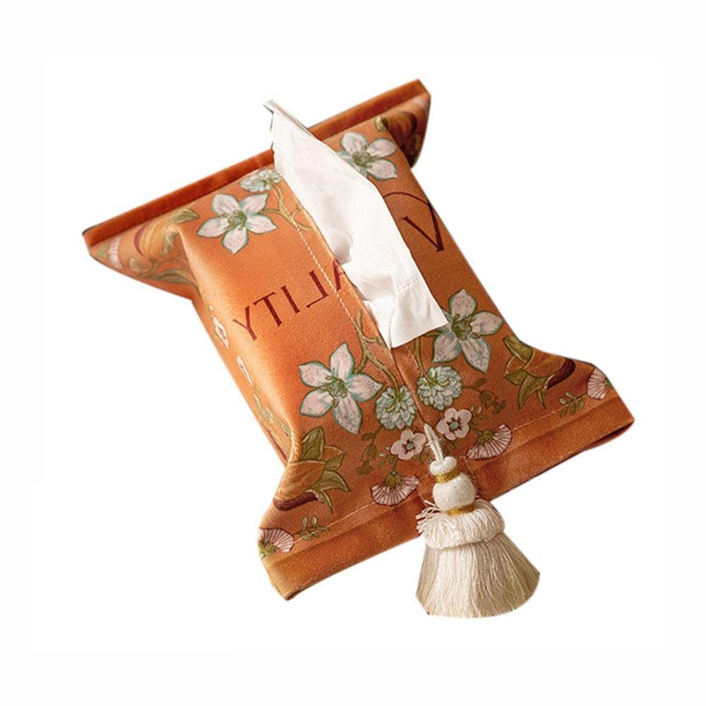 Rectangle Short Plush Tissue Bag 18x24cm Napkin Paper Box Retro Tissue Box Holder  Office