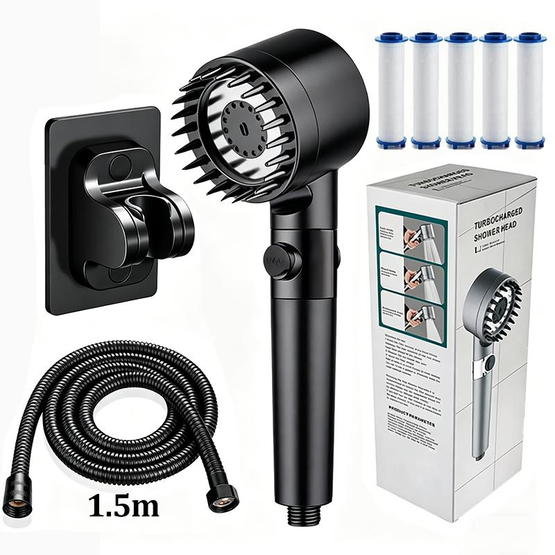 High Pressure Filter Shower Head 3 Modes One-key Stop Water Massage Clean Powerful Pressurized Shower Nozzle