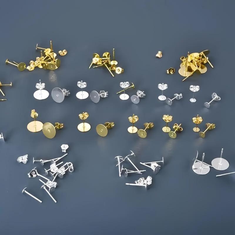 24pcs/Lot  Blank Post 4/5/6/8/10mm Earrings Studs Base Pins With Earring Plug Findings Ear Back For Jewelry Making