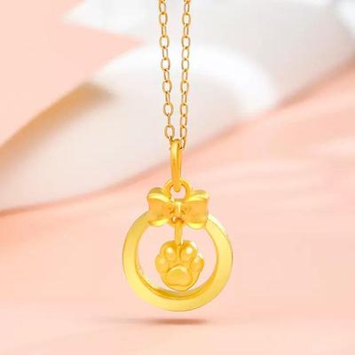 Vietnam Sandgold Vergoldete Katzenpfote Anhänger Halskette mit Schlüsselbein Kette für Damen