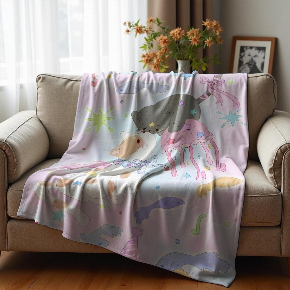 Juicy Cherry Anime Cartoon Flannel Blanket Soft Warm Throw for Bedroom Sofa Car Kids Holiday Gift