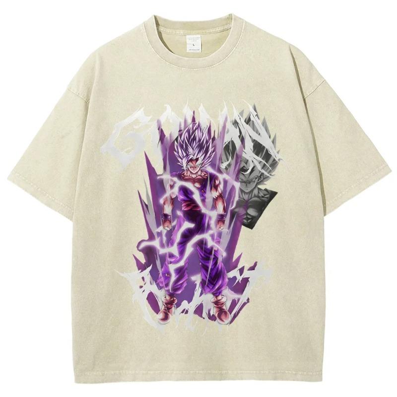 Son Goku Dragon Ball Men Summer Washed T-shirt Harajuku Vintage Streetwear Oversized Women Casual Short-sleeved Tee Top