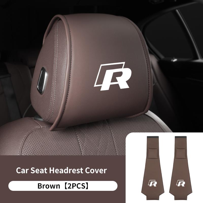 2026 Hot For Volkswagen VW 2PCS Leather Car Seat Headrest Protective Cover Accessories For Volkswagen VW Golf Polo Tiguan Passat