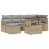 Ensemble de Canapé de Jardin 7 pièces avec Coussins Beige Rattan Poly, Canapé de Jardin 2 Places avec Coussins Beige Rattan 3348856