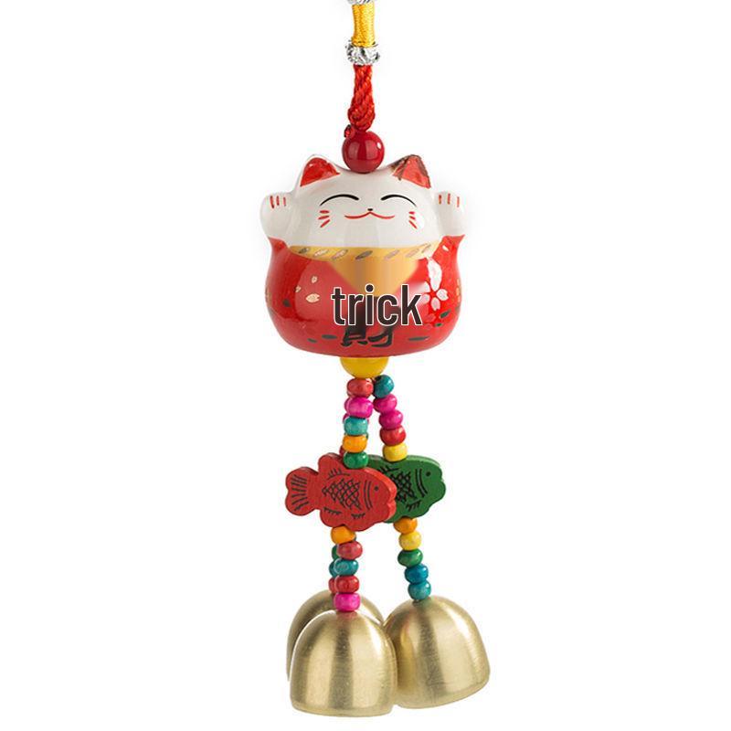 Cat Ceramic Wind Chime Doorbell Pendant - Small Hanging Ornament for Doors or Shop Openings