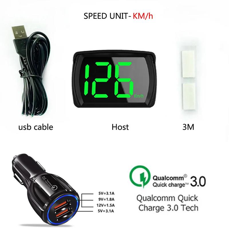 Universal Car Head-up Display GPS Mph Km/h HUD Digital Speedometer Head Up Display Big Font Speed Real Time Meter KMH All Car