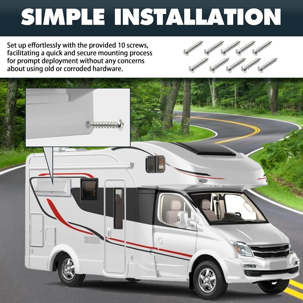 TonGass RV Range Hood Vent Cover For Camper, RV Exhaust Side Stove Vent Cover Replacement For Trailers & Motorhomes, Includes 10 Screws - White