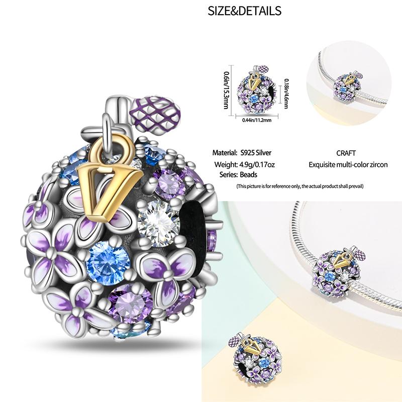 Copper Classic Purple Retro Heart Shape Lotus Angel Pattern Charms Beads Fit Necklace Bracelets Pendant Diy Jewelry