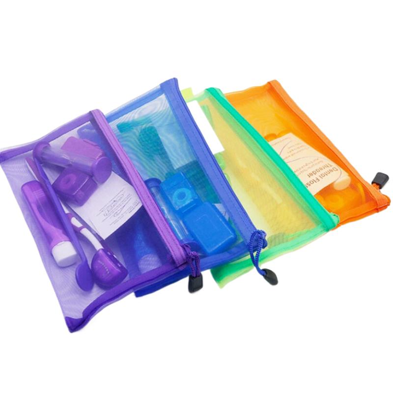 8Pcs/Set Dental Care Brush Kit Multicolour Dental Wax Teeth Cleaning Tool Mesh Bag Foldable Interdental Brush Floss Thread Wax