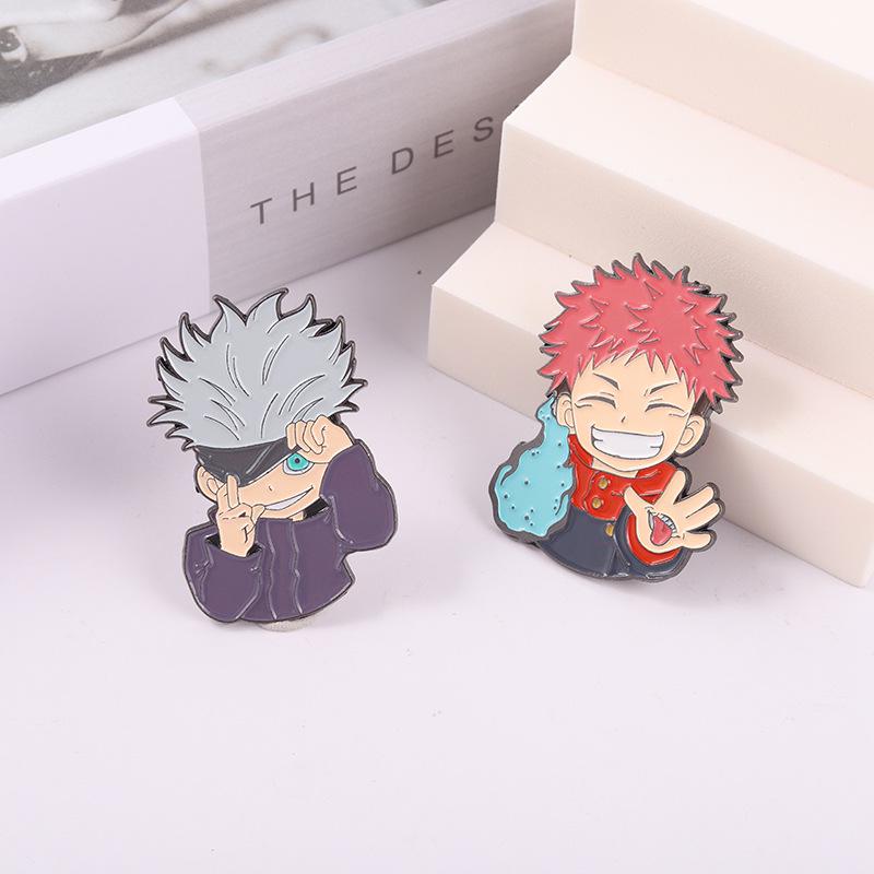 Jujutsu Kaisen Metal Brooch: Gojo Satoru & Itadori Yuji Anime Backpack Accessory