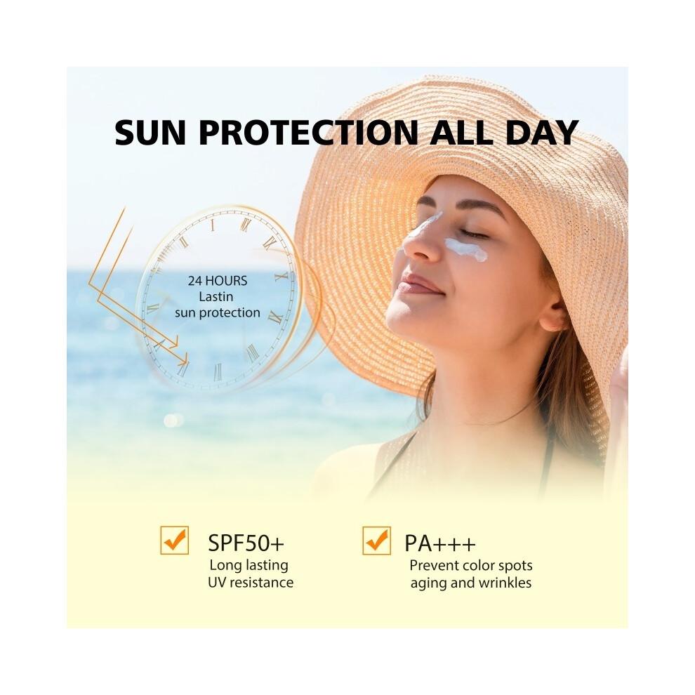 Face Body Whitening Sunscreen Cream SPF50 Refreshing Waterproof UV Protector Concealer Moisturizing Brightening