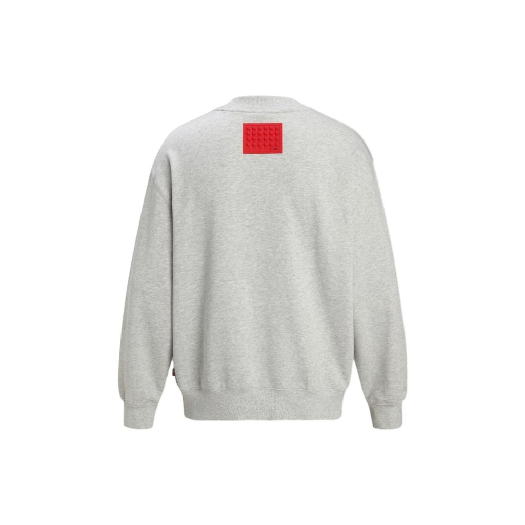Levis X Lego Letter Embroidered Crew Neck Long Sleeve Sweatshirt Men sweatshirt Gray A5441-0000