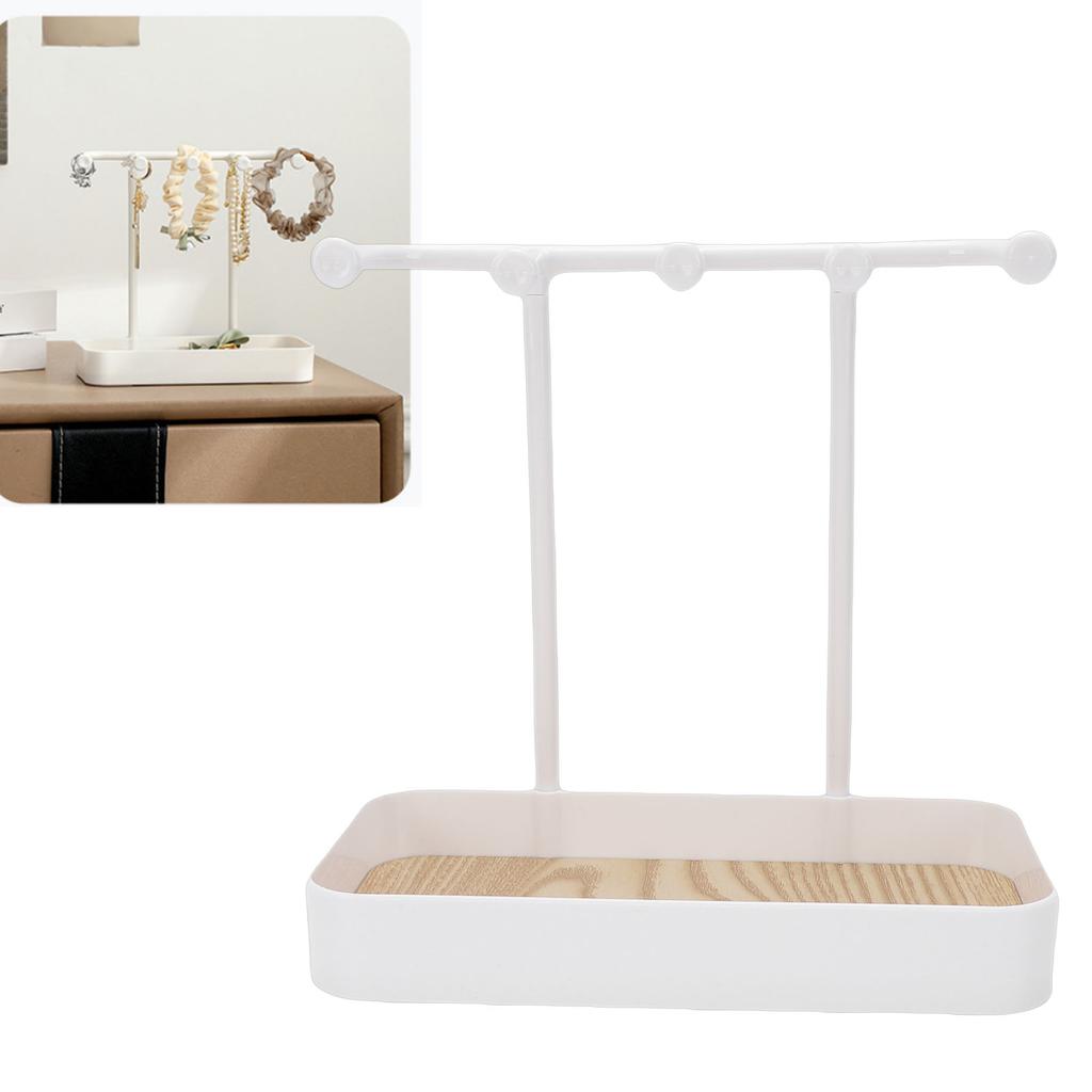 Jewelry Stand with Wooden Tray Jewelry Hook for Necklace Bracelets Ear s Keys Watches