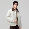 Men's Trendy Winter Short Lapel Down Jacket - Loose Fit, High-Quality White Duck Down, Solid Color 