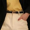 Vintage Korean Waist Strap Leather Belt Trouser Dress Decoration Thin Waistband Metal  Buckle